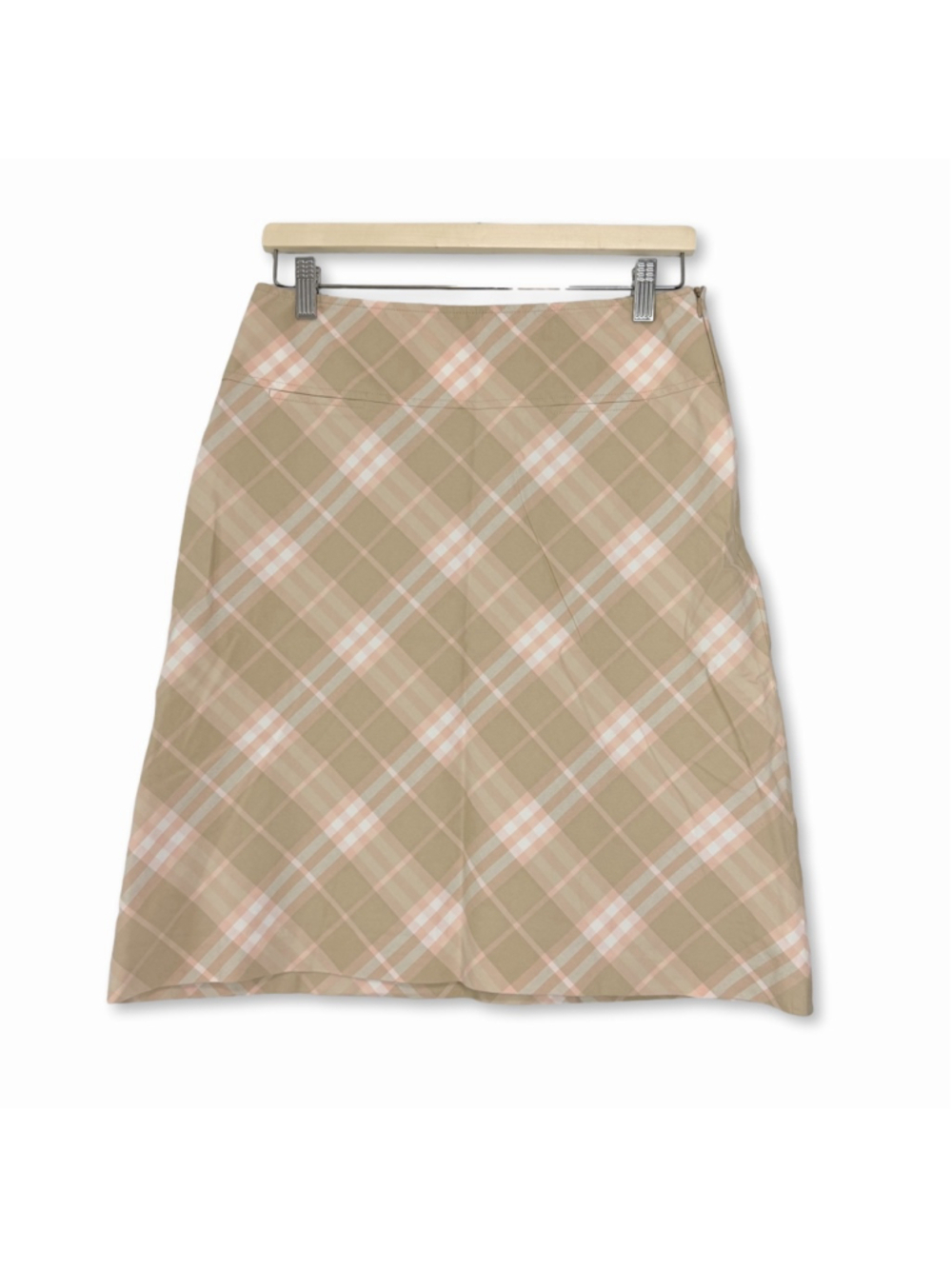 Burberry London Tan Pink Nova Check Plaid A-Line Skirt Women's Size 8 Heritage - Picture 2 of 9